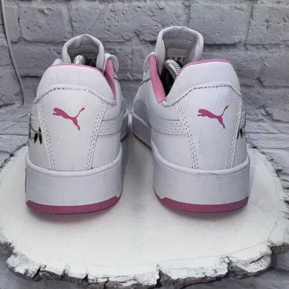 PUMA Womens Carina Street Floral Lace Up Sneakers Shoes Casual White Pink Sz 5 - Picture 7 of 14